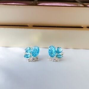 18K Gold Plated Blue Zircon Butterfly 🦋 Earrings